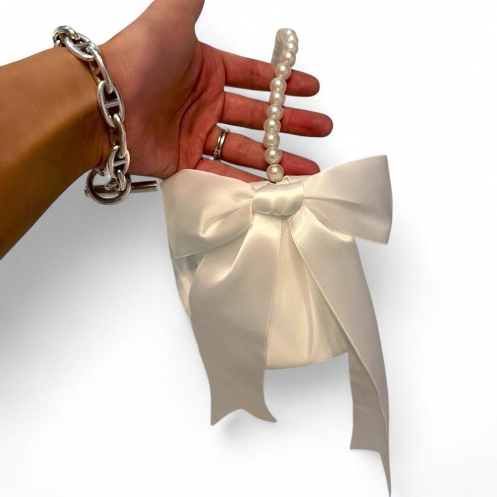 Flowergirl White Satin Bow Basket